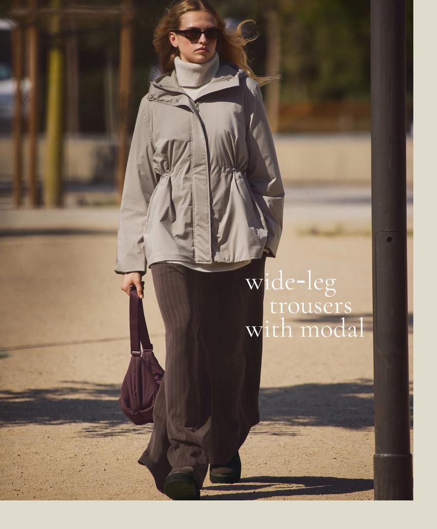 Широкие брюки в полоску из мягкого модала