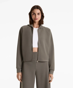 RIBBED HOODED JACKET WITH 29% MODAL- Заказать в России