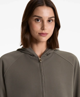 RIBBED HOODED JACKET WITH 29% MODAL- Заказать в России