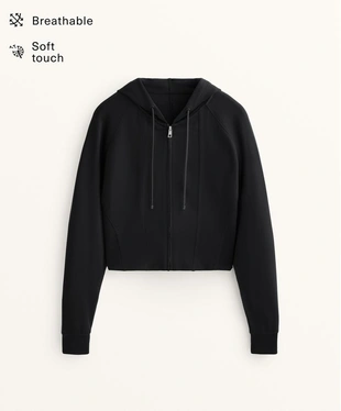 Короткая узкая куртка с капюшоном из мягкого модала- Заказать в России