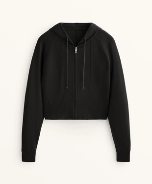 Короткая узкая куртка с капюшоном из мягкого модала- Заказать в России