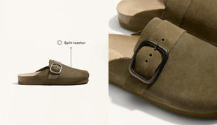 BUCKLED SPLIT-LEATHER MULES- Заказать в России