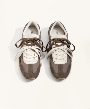 COMBINED SPLIT-LEATHER RUNNING TRAINERS- Заказать в России