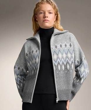 JACQUARD PRINT KNIT JACKET WITH 10% WOOL- Заказать в России