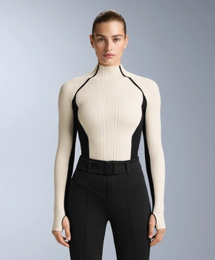 CONTRAST RIB KNIT BASE LAYER T-SHIRT- Заказать в России