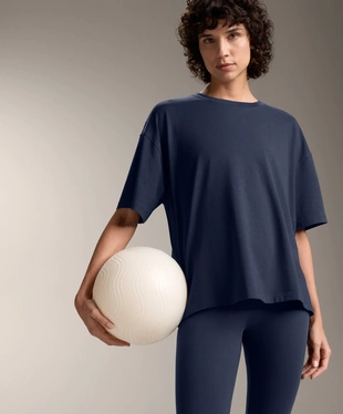 BOXY SHORT-SLEEVE COTTON BLEND T-SHIRT- Заказать в России