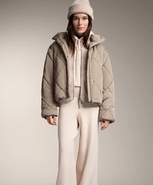 RIB JUMPER WITH DRAWSTRING HOOD AND FITTED WAIST- Заказать в России