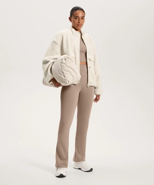 HIGH-RISE COMFORTLUX RIB FLARE TROUSERS- Заказать в России