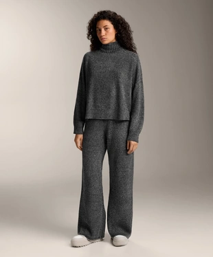 CABLE KNIT FLARE TROUSERS- Заказать в России