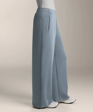 WIDE-LEG STRAIGHT TROUSERS WITH SIDE RIB AND BRUSHED MODAL- Заказать в России