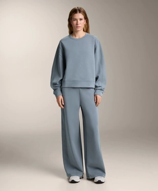 WIDE-LEG STRAIGHT TROUSERS WITH SIDE RIB AND BRUSHED MODAL- Заказать в России