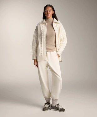 HIGH NECK CABLE KNIT JACKET- Заказать в России