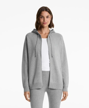 LONG KNIT CARDIGAN WITH HOOD- Заказать в России