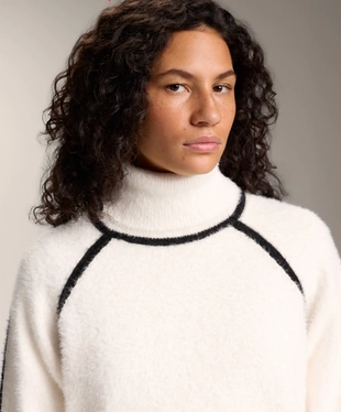 KNIT JUMPER WITH PIPING AND RAISED NECK- Заказать в России