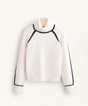 KNIT JUMPER WITH PIPING AND RAISED NECK- Заказать в России