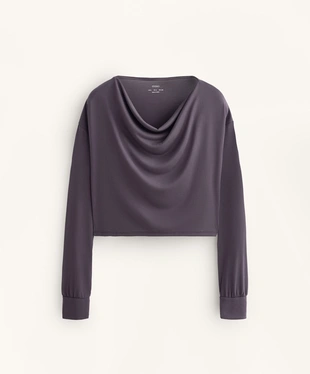 DRAPED NECK MODAL T-SHIRT- Заказать в России