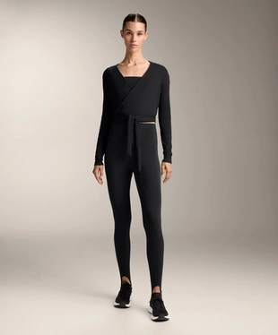 WRAP OVER RIB COTTON BLEND T-SHIRT- Заказать в России