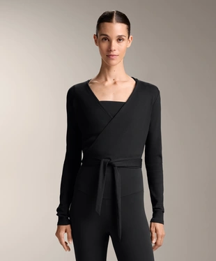 WRAP OVER RIB COTTON BLEND T-SHIRT- Заказать в России