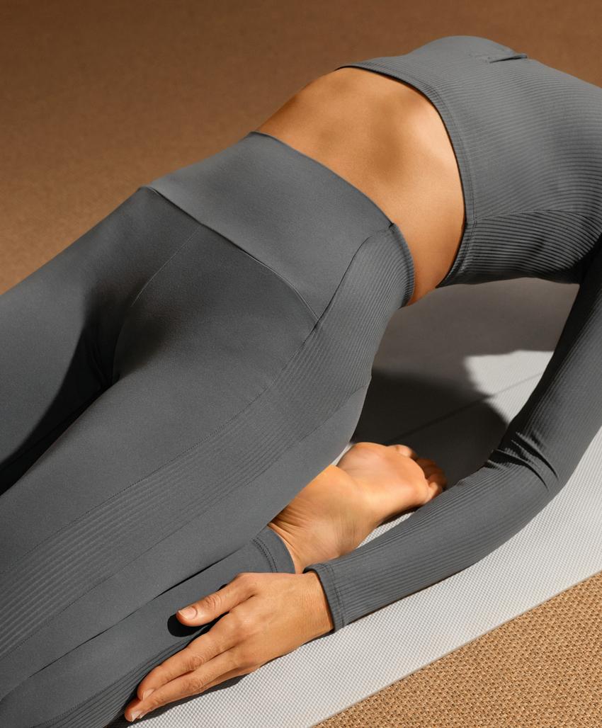 Леггинсы высокой посадки из ребристого материала до щиколотки comfortlux