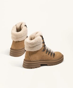 SPLIT-LEATHER LACE-UP ANKLE BOOTS- Заказать в России