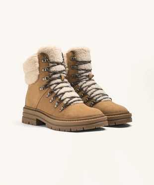 SPLIT-LEATHER LACE-UP ANKLE BOOTS- Заказать в России