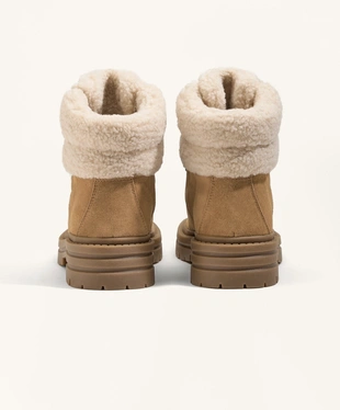 SPLIT-LEATHER LACE-UP ANKLE BOOTS- Заказать в России