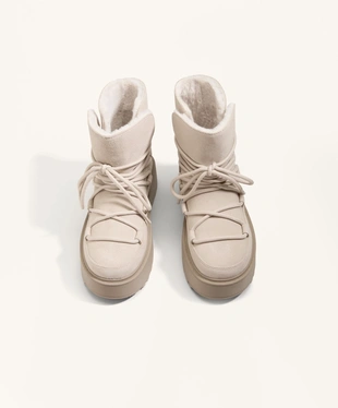 SPLIT-LEATHER PLATFORM BOOTS WITH FLAP- Заказать в России