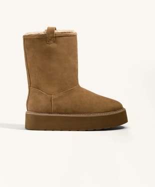 SPLIT-LEATHER PLATFORM BOOTS- Заказать в России