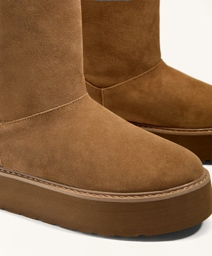 SPLIT-LEATHER PLATFORM BOOTS- Заказать в России