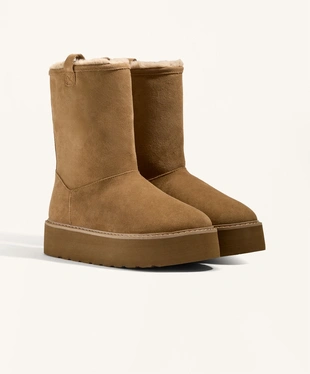 SPLIT-LEATHER PLATFORM BOOTS- Заказать в России