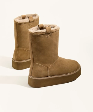 SPLIT-LEATHER PLATFORM BOOTS- Заказать в России