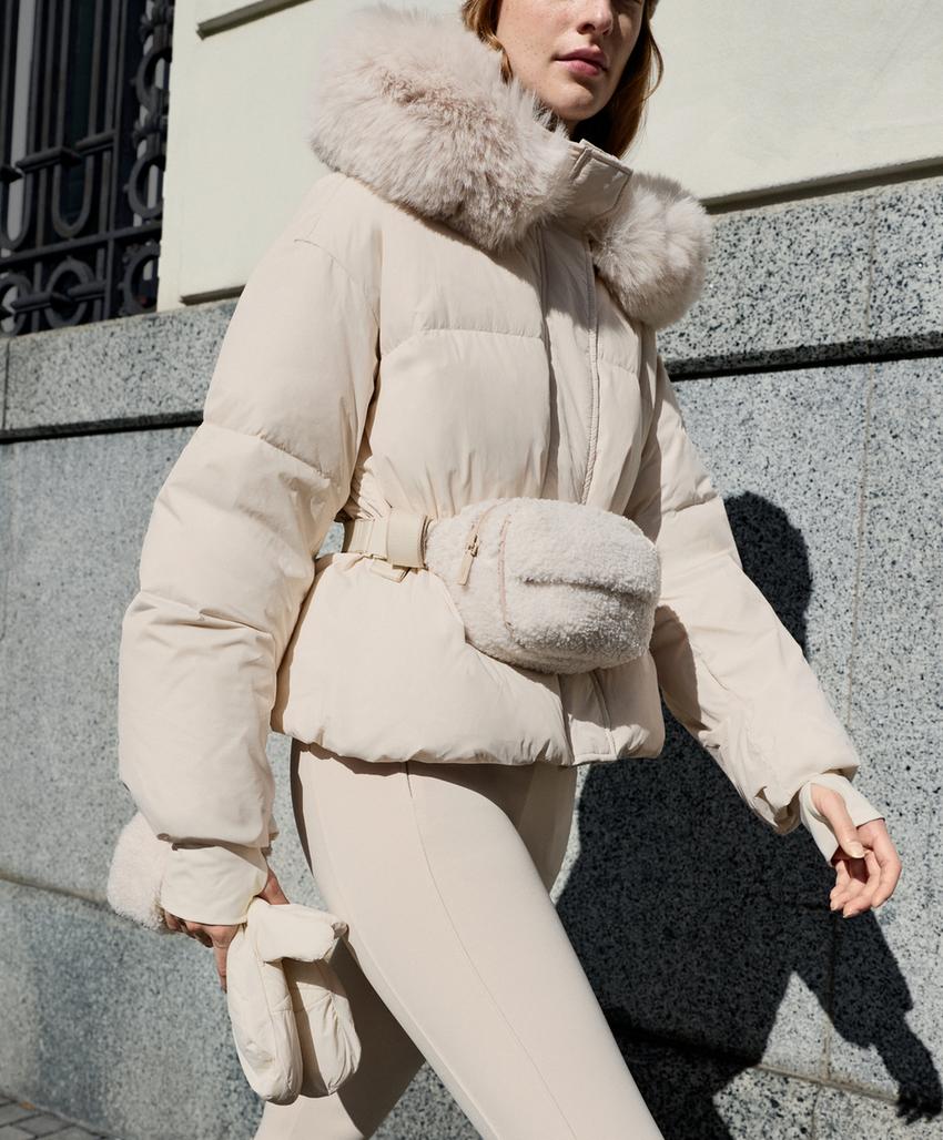 Короткое пуховое утепленное пальто 100%