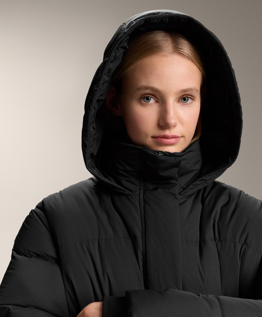 Длинное пуховое утепленное пальто 100%