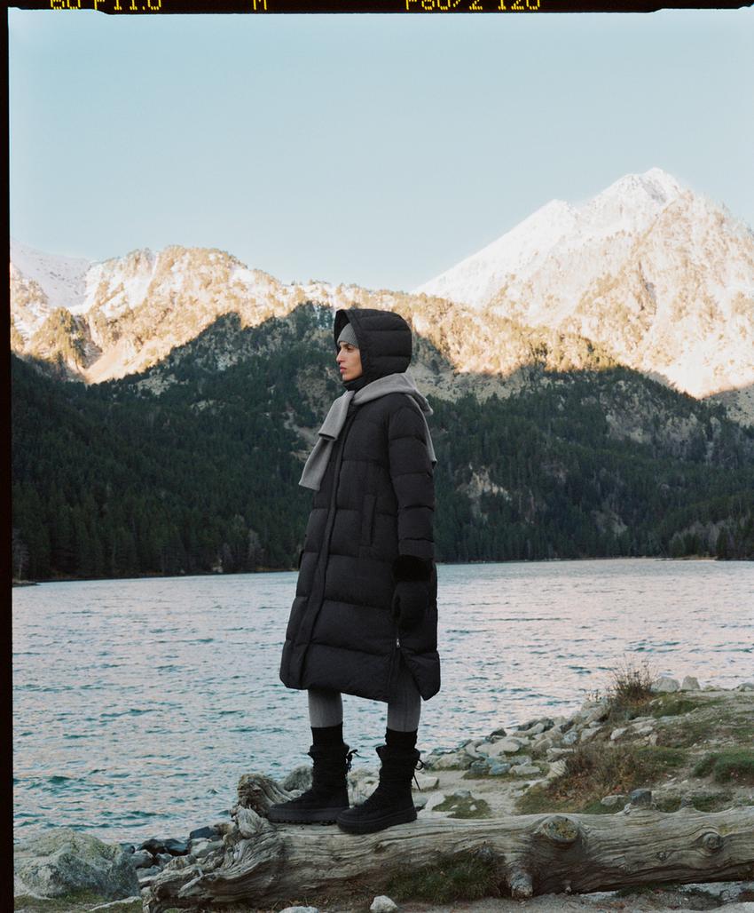 Длинное пуховое утепленное пальто 100%