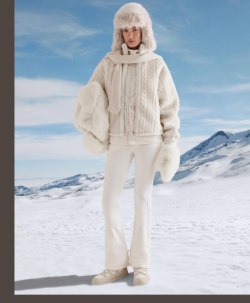 Пальто с косым трикотажем и искусственным мехом