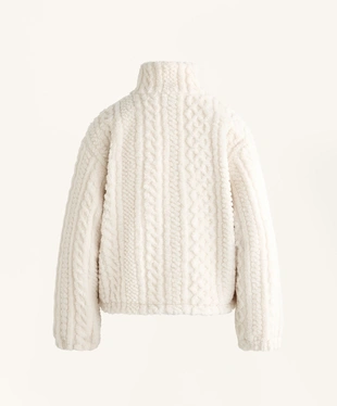 CABLE-KNIT FAUX-SHEARLING JACKET- Заказать в России