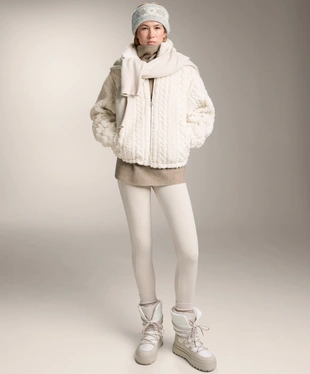 CABLE-KNIT FAUX-SHEARLING JACKET- Заказать в России