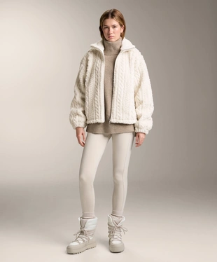 CABLE-KNIT FAUX-SHEARLING JACKET- Заказать в России