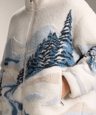 FAUX-SHEARLING JACKET WITH MOUNTAIN PRINT- Заказать в России