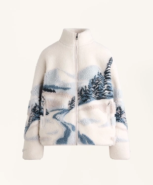 FAUX-SHEARLING JACKET WITH MOUNTAIN PRINT- Заказать в России