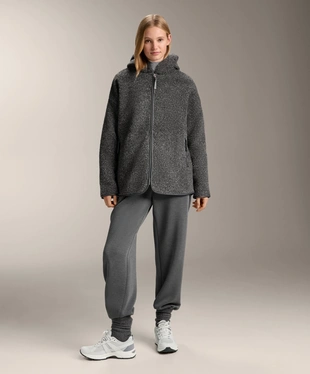 OVERSIZE FAUX-SHEARLING JACKET WITH FAUX-FUR LINED HOOD- Заказать в России