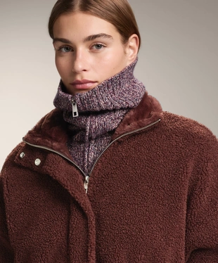 ADJUSTABLE WAIST FAUX-SHEARLING JACKET- Заказать в России