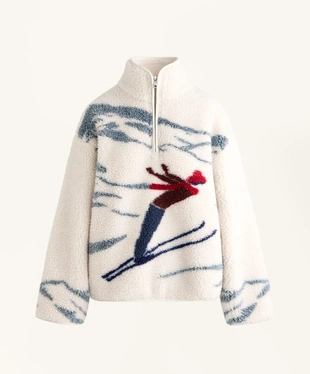 HALF-ZIP SKIER FAUX-SHEARLING JACKET- Заказать в России