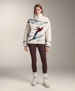 Куртка-свитер с длинной молнией из искусственного меха с рисунком лыжника- Заказать в России