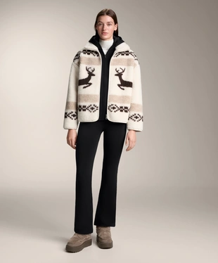 HIGH-NECK DEER FAUX-SHEARLING JACKET.- Заказать в России