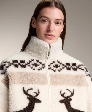 HIGH-NECK DEER FAUX-SHEARLING JACKET.- Заказать в России