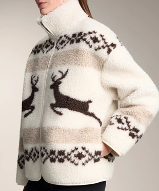 HIGH-NECK DEER FAUX-SHEARLING JACKET.- Заказать в России