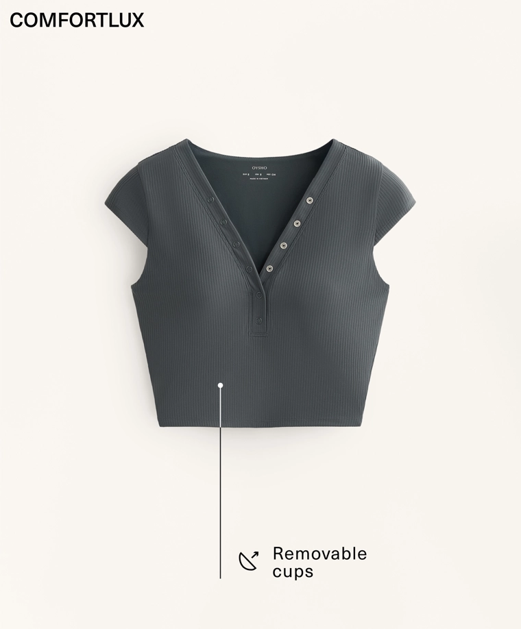 Футболка с коротким рукавом из ребристого материала comfortlux