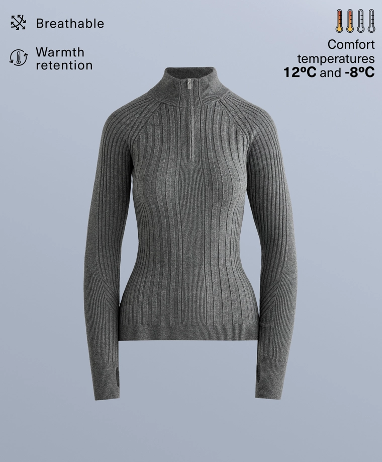 Термальная футболка базовый слой из мериносовой шерсти в рубчик