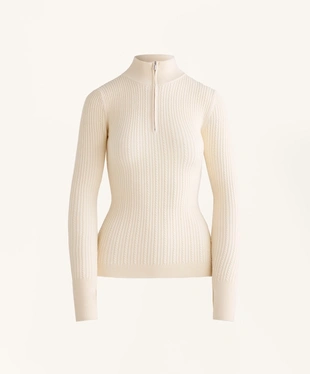 CABLE KNIT BASE LAYER T-SHIRT WITH HALF ZIP- Заказать в России